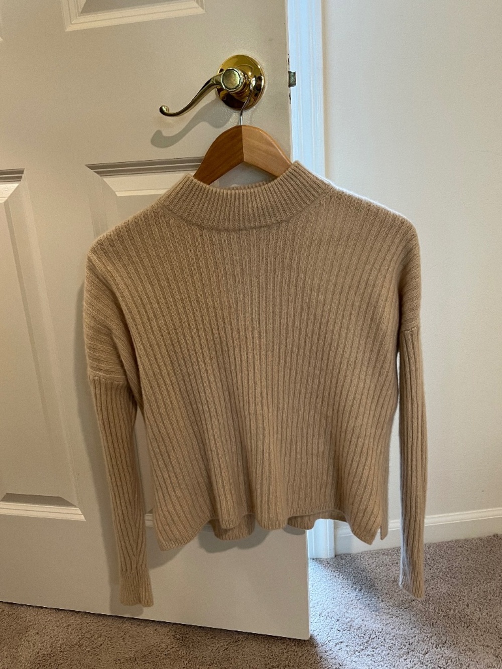 Oatmeal cropped mock neck sweater